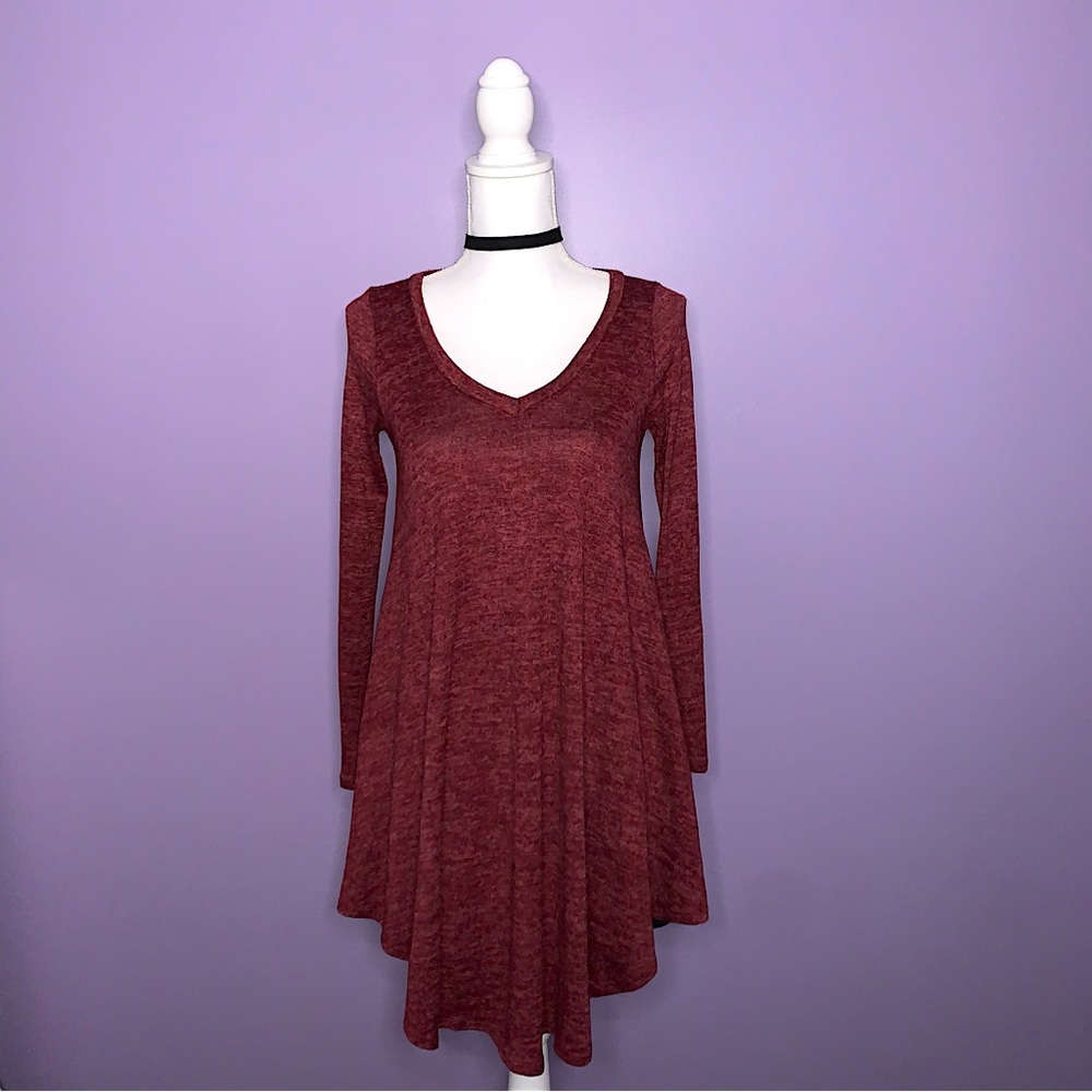 Boutique Wine Colored Knit Dress